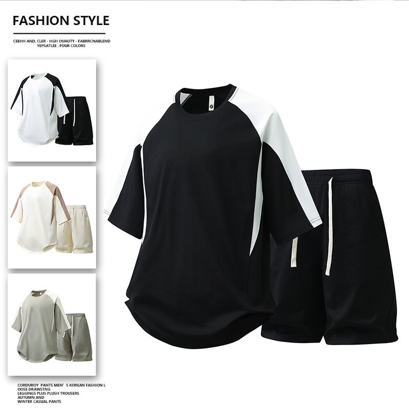 Men's Casual Sports Tracksuit Set - Round Neck Short Sleeve T-shirt & Shorts - Image 1