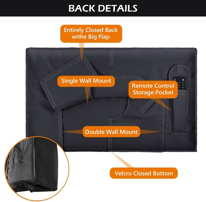 HOMEYA Outdoor TV Cover 52-55 Inch with Clear Scratch Resistant Front Flap + Bottom Cover, HOMEYA 600D Weatherproof & Waterproof TV Screen Protector, Fits Most TV Mounts Stands with Remote Controller Pocket - Image 5