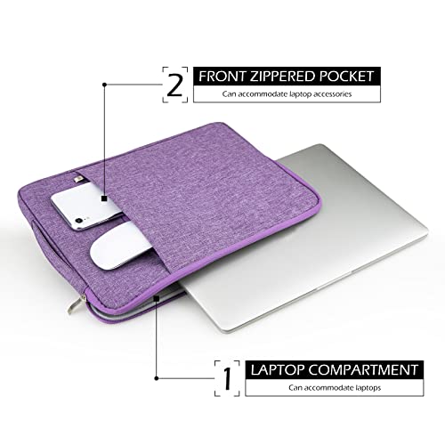 MicaYoung 14 Inch Laptop Sleeve Case Water-Resistant Protecive Bag with Front Pocket Retractable Handle Notebook Carrying Case for 14 Inch Chromebook Notebook,Purple - Image 3