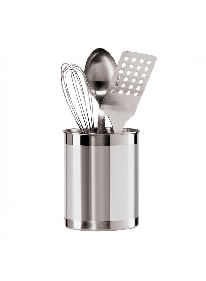 Oggi Stainless Steel Utensil Holder - 5" Diameter, Utensil Caddy, Weighted Base for Stability - Larger-Sized Utensil Crock and Countertop Utensil Organizer, Stainless Steel - Image 3