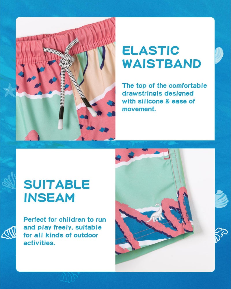 SURF CUZ Boys Swim Trunks Toddler Swim Shorts UPF 50+ Bathing Suit for Boy Swimsuit Mesh Swimwear Quick Dry Beach Board Shorts Green Watermelon 2T - Image 4