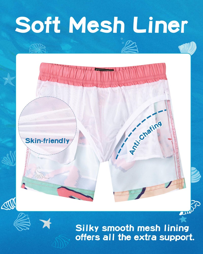 SURF CUZ Boys Swim Trunks Toddler Swim Shorts UPF 50+ Bathing Suit for Boy Swimsuit Mesh Swimwear Quick Dry Beach Board Shorts Green Watermelon 2T - Image 3