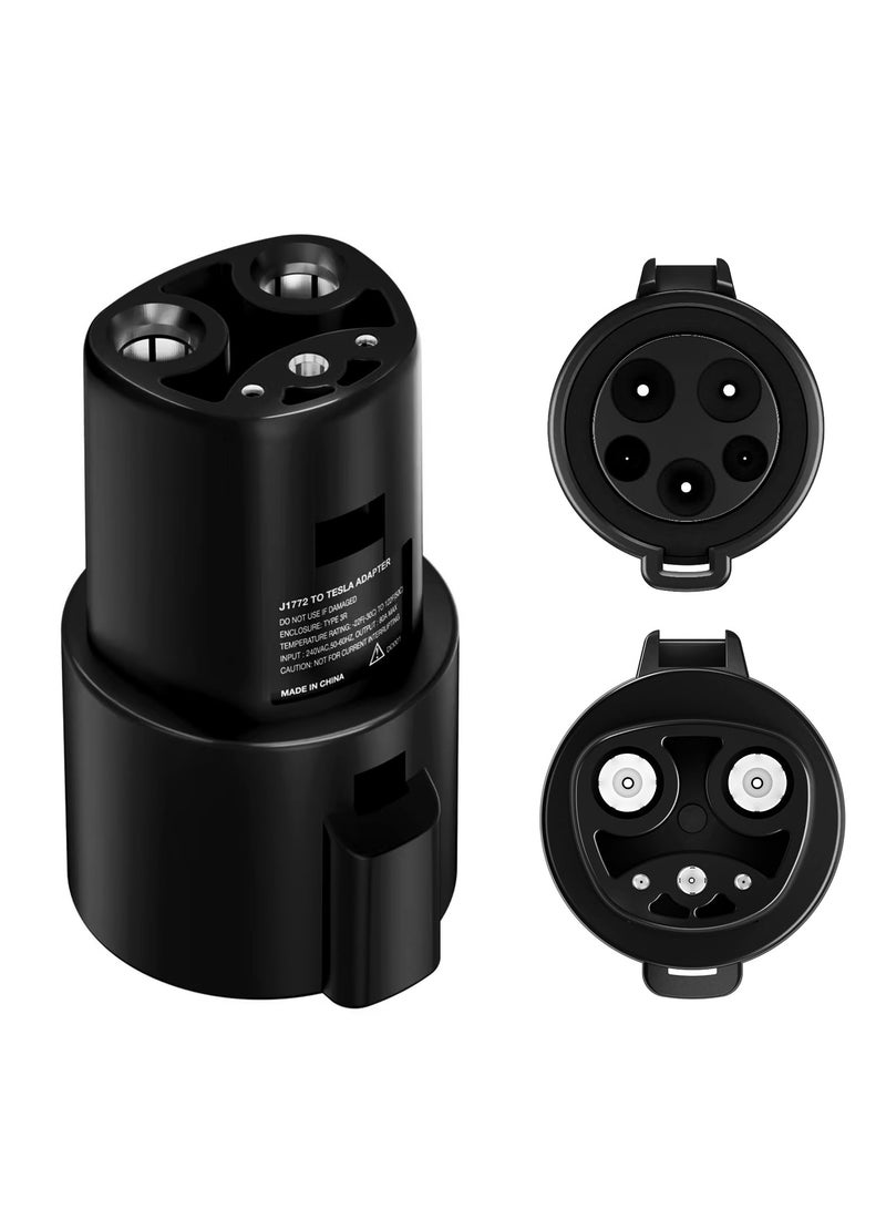 SYOSI J1772 to Tesla Adapter, J1772 Charger Adapter for Tesla Model-3/Y/X/S, SAE J1772 EV Charger Adapter for Tesla Cars ONLY [Safety Certified] 80A/250V AC, Optimal Fit (J1772 to Tesla, Black)  - Image 1
