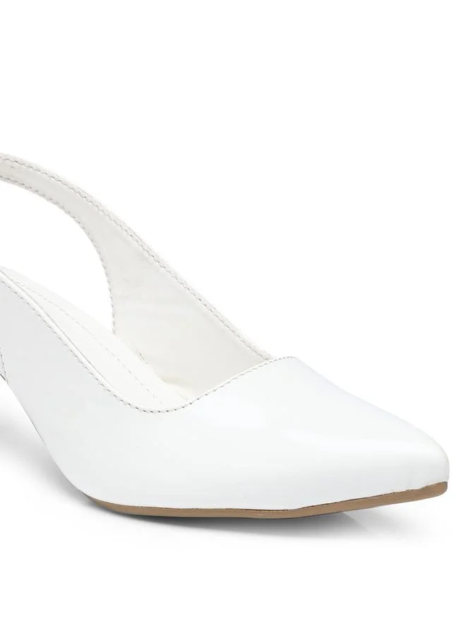 GNIST GNIST Plain Pointed Toe Kitten Heel Slingback Shoes