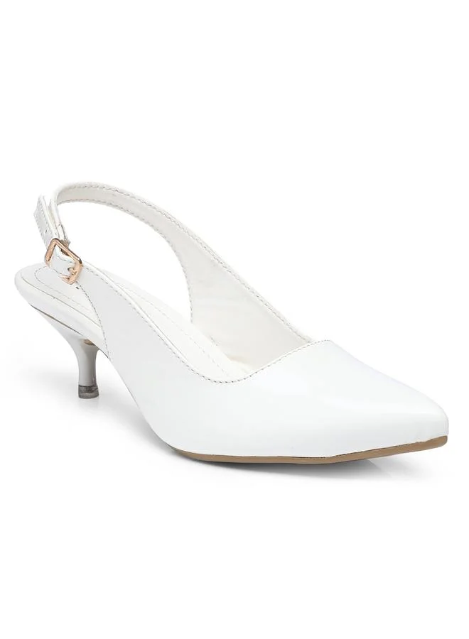 جنيست GNIST Plain Pointed Toe Kitten Heel Slingback Shoes