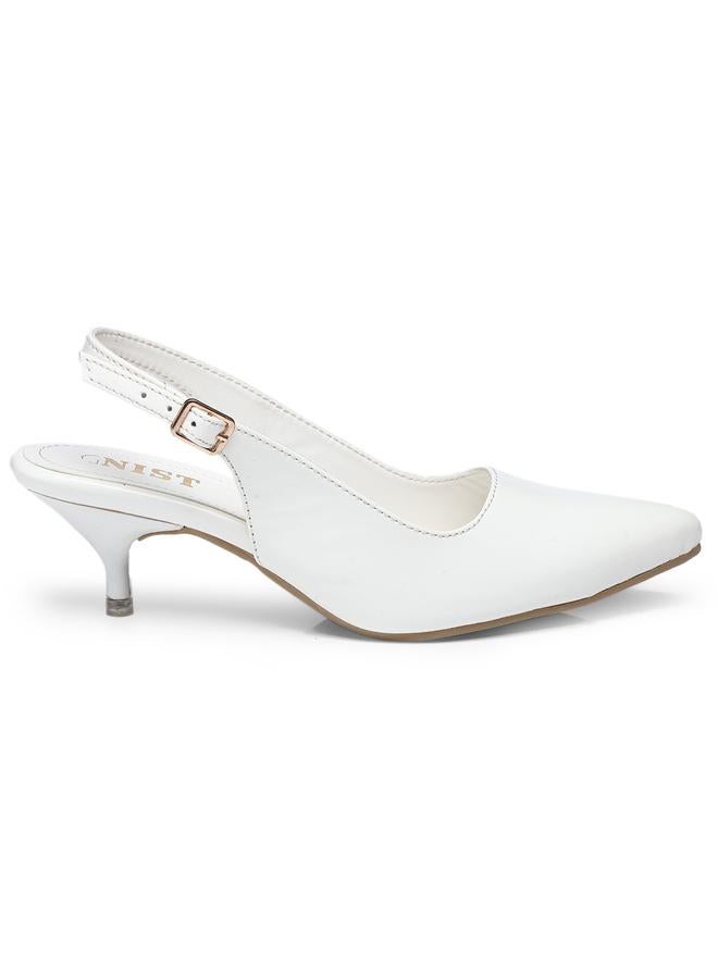 GNIST GNIST Plain Pointed Toe Kitten Heel Slingback Shoes  - Image 5