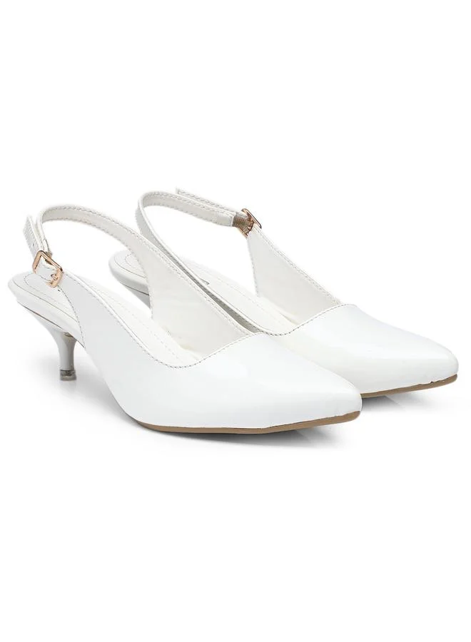 GNIST GNIST Plain Pointed Toe Kitten Heel Slingback Shoes