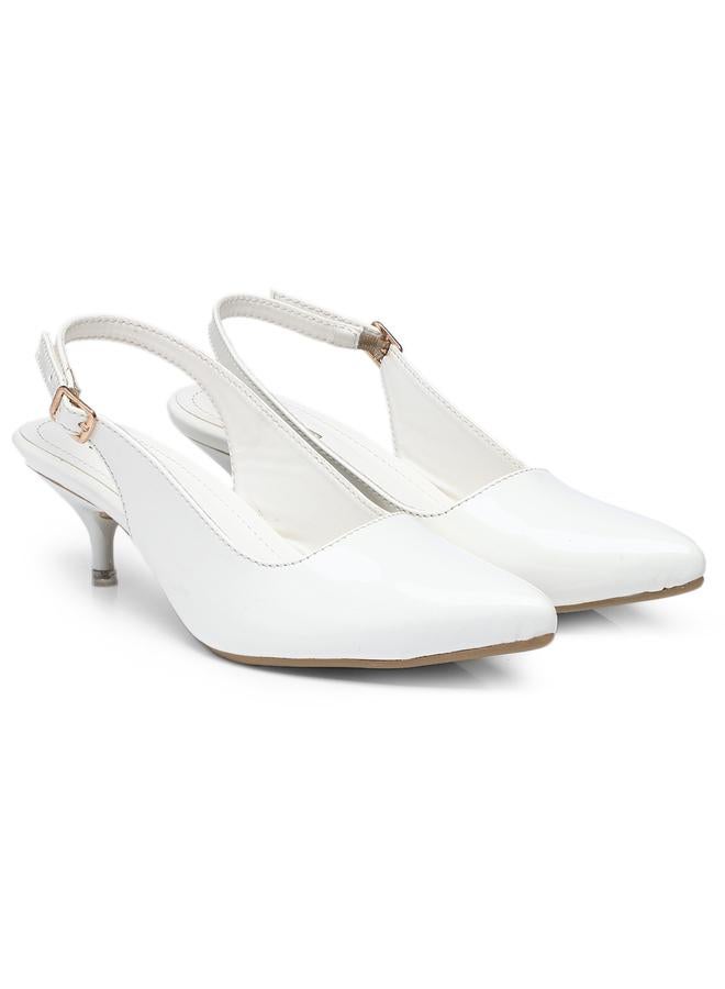 GNIST GNIST Plain Pointed Toe Kitten Heel Slingback Shoes  - Image 4