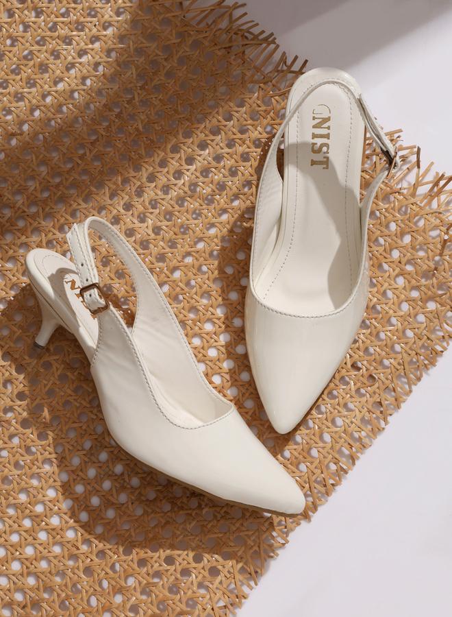 GNIST GNIST Plain Pointed Toe Kitten Heel Slingback Shoes  - Image 1
