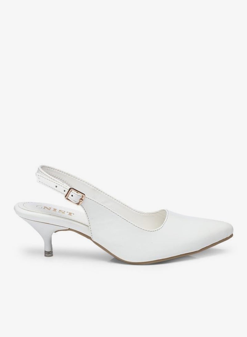 جنيست حذاء نسائي بكعب رفيع مدبب من الأمام بحزام خلفي - Image 1