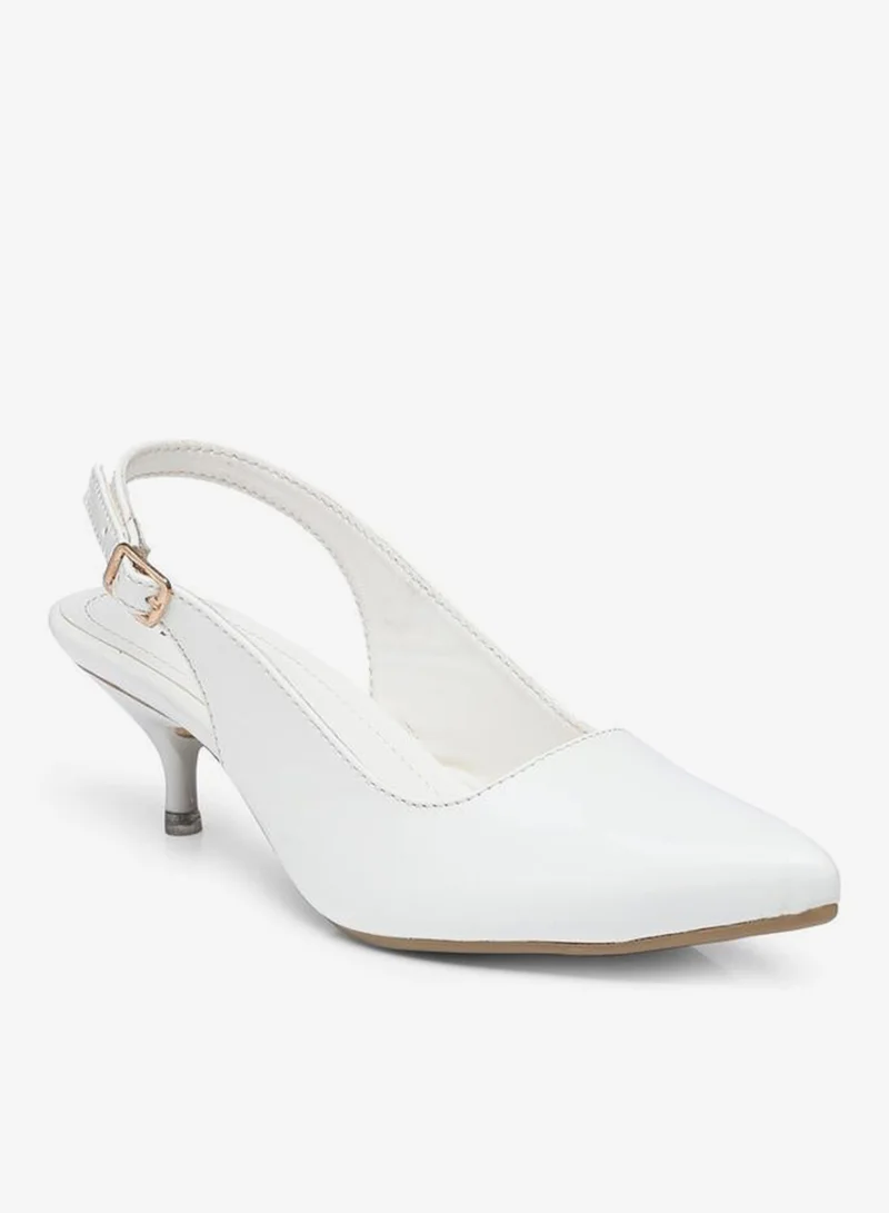 جنيست حذاء نسائي بكعب رفيع مدبب من الأمام بحزام خلفي