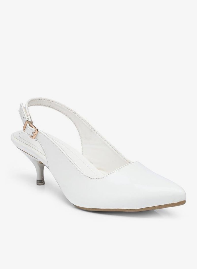 جنيست حذاء نسائي بكعب رفيع مدبب من الأمام بحزام خلفي - Image 2