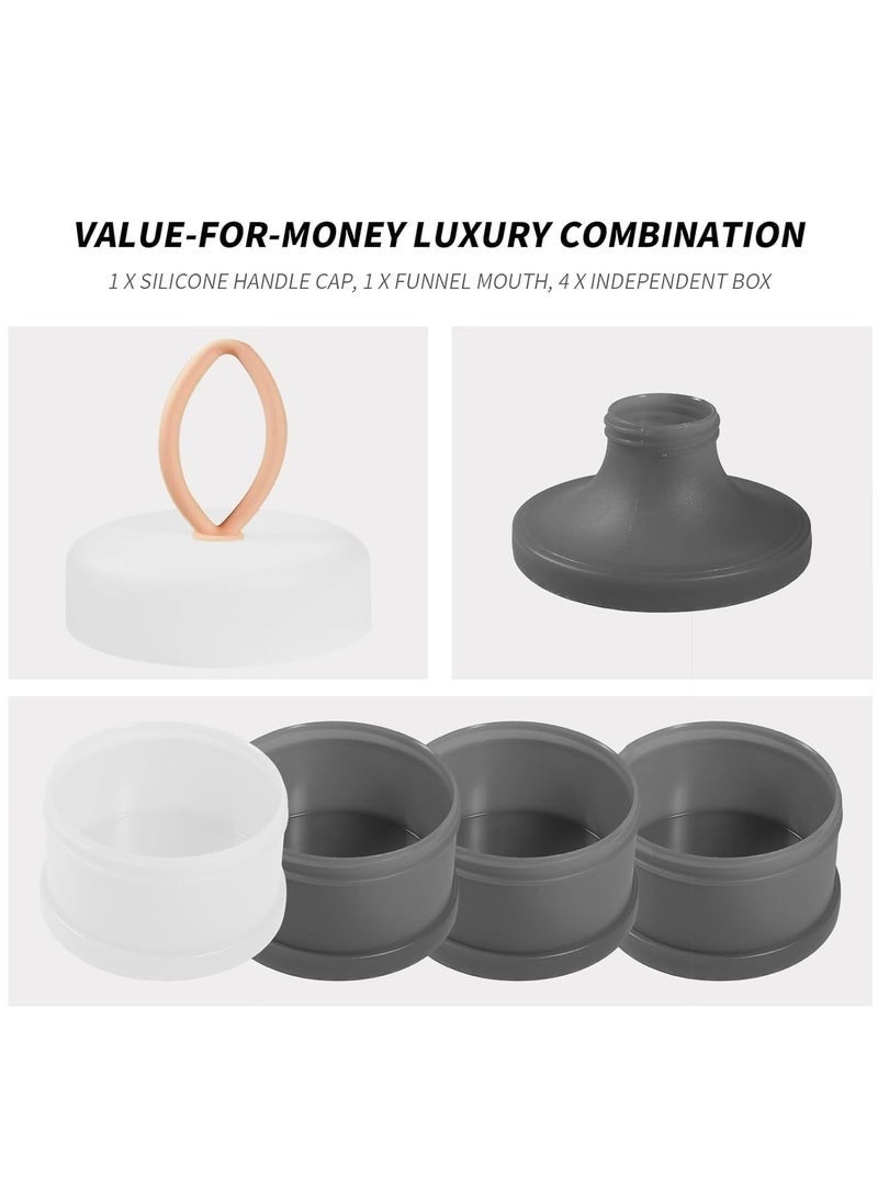 موزع حليب الأطفال أثناء التنقل، حاوية حليب أطفال محمولة، حاويات وجبات خفيفة للأطفال غير قابلة للانسكاب وقابلة للتكديس، لون رمادي - Image 4