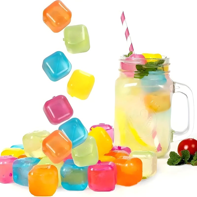 MaruHub 12pcs Reusable Plastic Ice Cubes Filled with Pure Water BPAFree Easy to Freeze Durable NonDiluting Perfect for Home Outdoor Parties BBQs Chilling Whiskey Cocktails and Drinks Multicolor - Image 1
