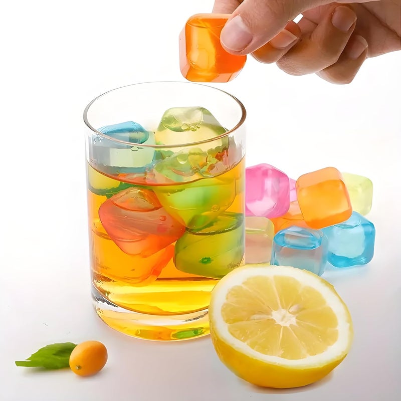 MaruHub 12pcs Reusable Plastic Ice Cubes Filled with Pure Water BPAFree Easy to Freeze Durable NonDiluting Perfect for Home Outdoor Parties BBQs Chilling Whiskey Cocktails and Drinks Multicolor - Image 3