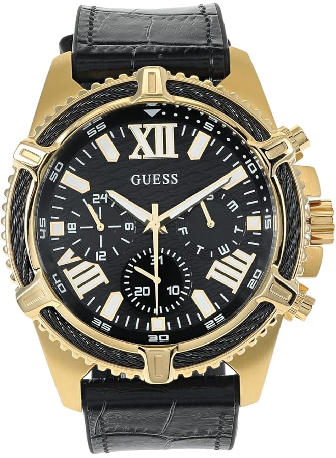 جس ساعة كوارتز للرجال بشاشة تناظرية وحزام جلدي Gw0053G3 - Image 1