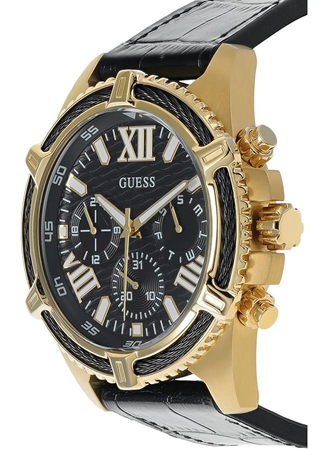 جس ساعة كوارتز للرجال بشاشة تناظرية وحزام جلدي Gw0053G3 - Image 2