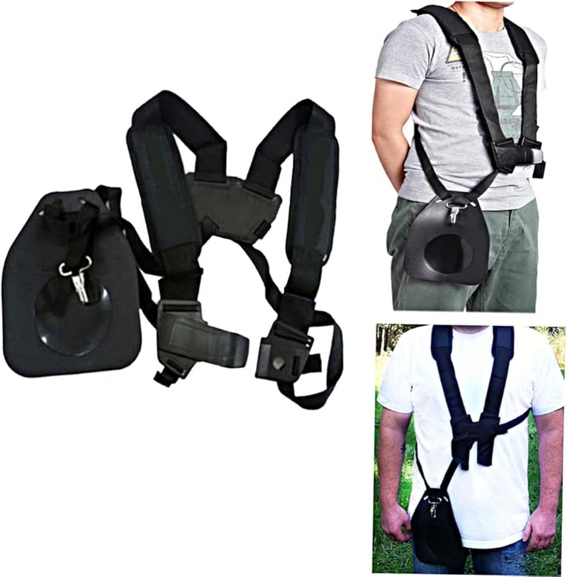 حزام الكتف المزدوج القابل للتعديل من النايلون لحشاشة الحديقة وجزازة العشب وآلة التشذيب باللون الأسود - Image 5