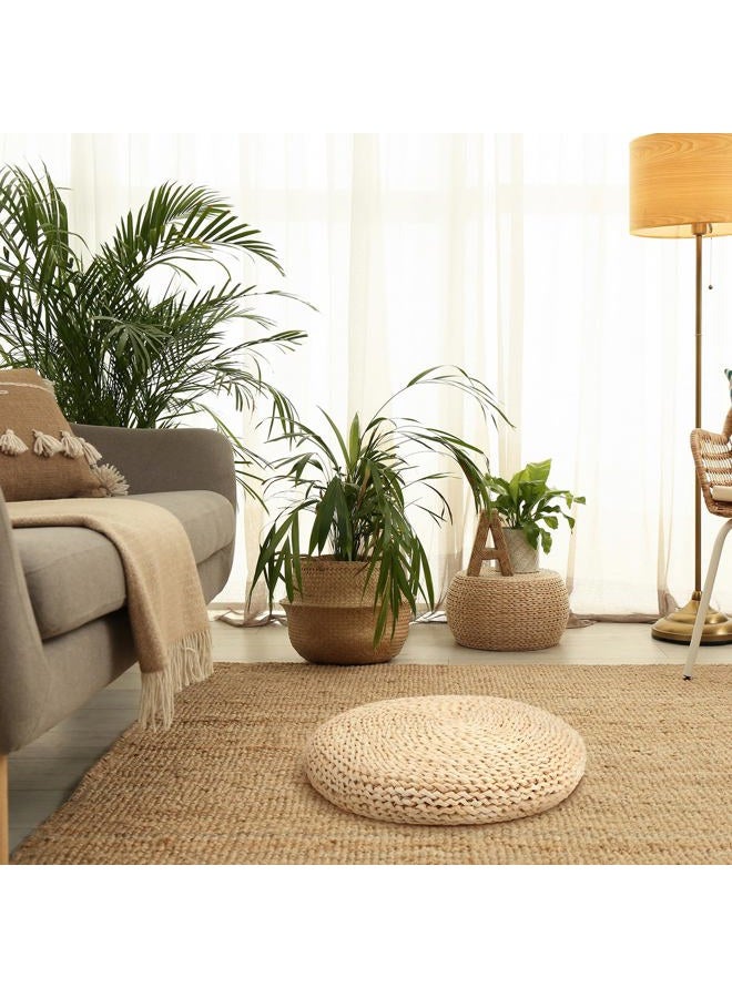 Barydat 6 Pcs Floor Pillow Round Large Pillow Seating Meditation Floor Pillow Boho Natural Woven Seat Cushion Japanese Floor Tatami Cushion for Yoga Room Balcony Chair Pad, 15.75 Inch (Cute) - Image 5
