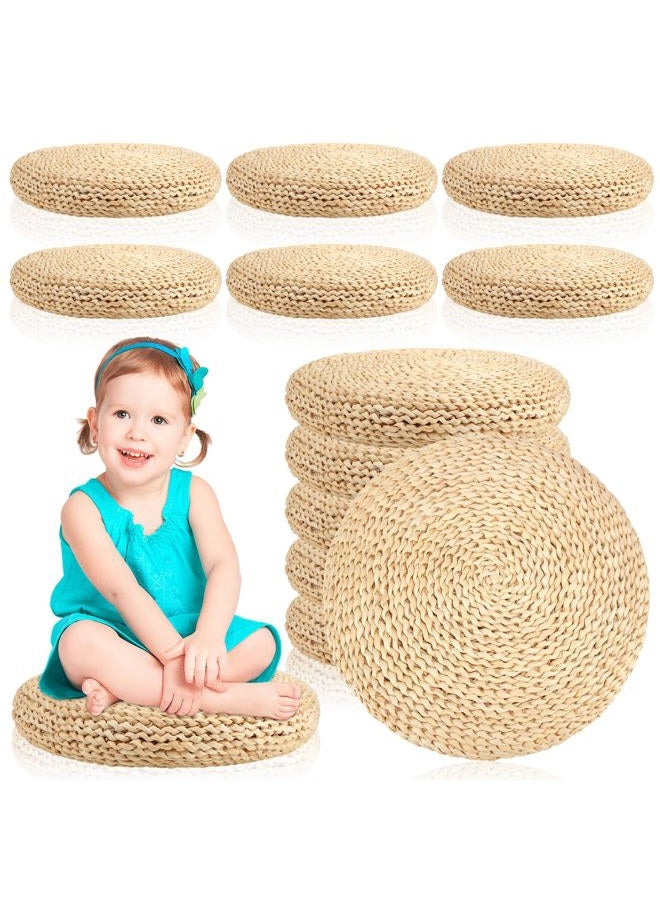 Barydat 6 Pcs Floor Pillow Round Large Pillow Seating Meditation Floor Pillow Boho Natural Woven Seat Cushion Japanese Floor Tatami Cushion for Yoga Room Balcony Chair Pad, 15.75 Inch (Cute) - Image 1