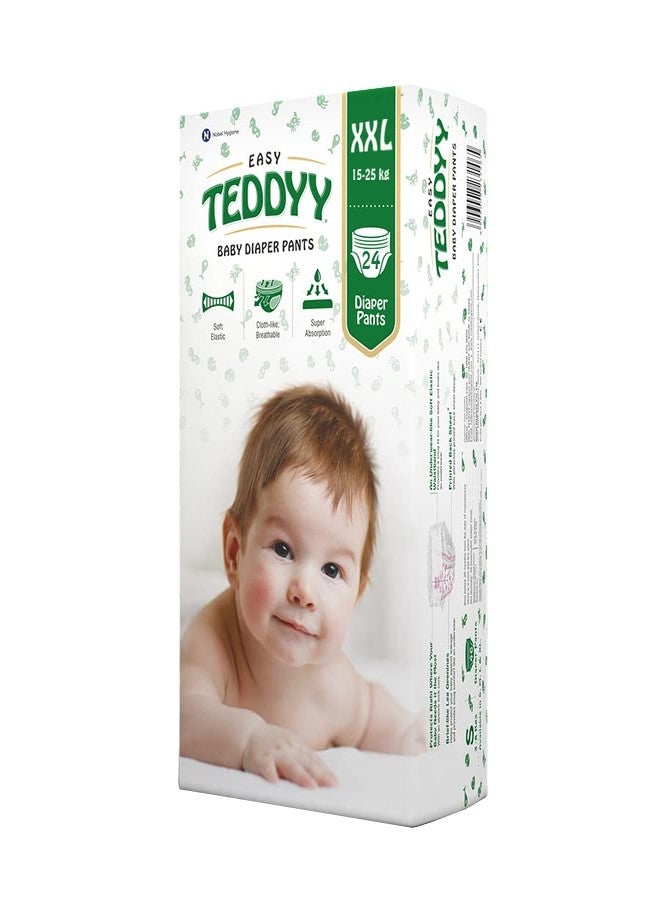TEDDYY Easy Baby XXL Size Diaper Pant Style | 24 Count (Double Extra Large) | 15-25 kgs (Pack of 1) | Long Protection Hours | Anti-Bacterial | Airy Breathable Fit | Rapid Soaker Channels & Wetness Ind