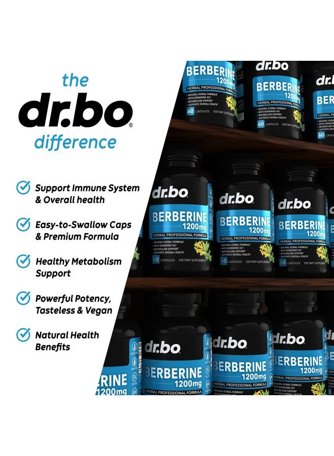 dr.bo Berberine Supplement Capsules - 1200mg Berberine HCL Supplement for Healthy Metabolic Support - Premium Natural Complex for Women & Men, Pure Support Capsules Supplements - 60 Pills - Image 4