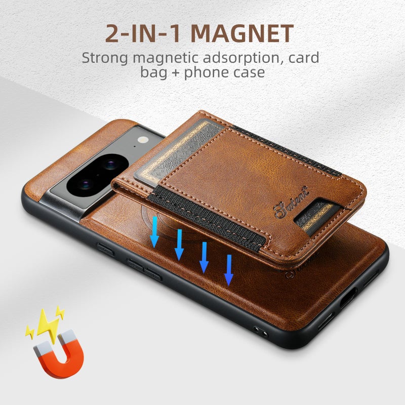 Suteni For Google Pixel 10 Pro Xl H17 Oil Eax Leather Detachable Wallet Phone Case(Brown) - Image 2