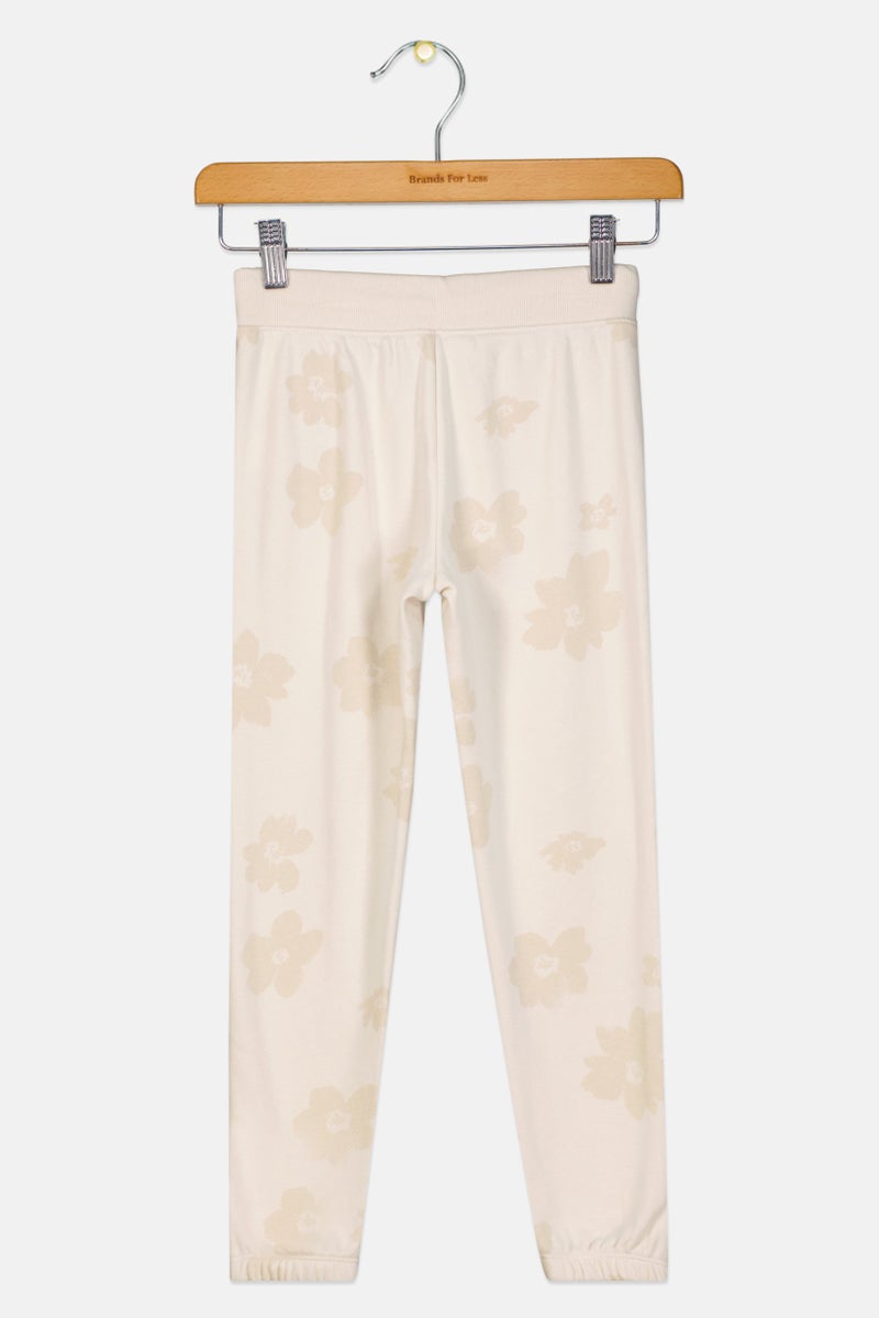 GAP Kids Girl Floral Pull On Jogger Pants Beige  - Image 2