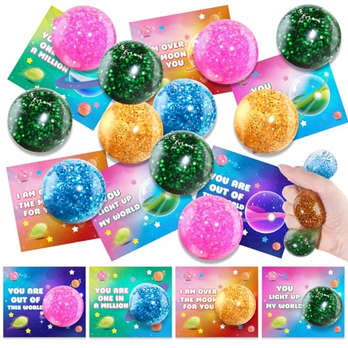 spring flower SpringFlower 24 Pack Valentines Day Cards For Kids With Stretchy Balls Toys Kids Classroom Valentines Exchange Gifts Valentines Party Favors School Classroom Prizes - Image 1