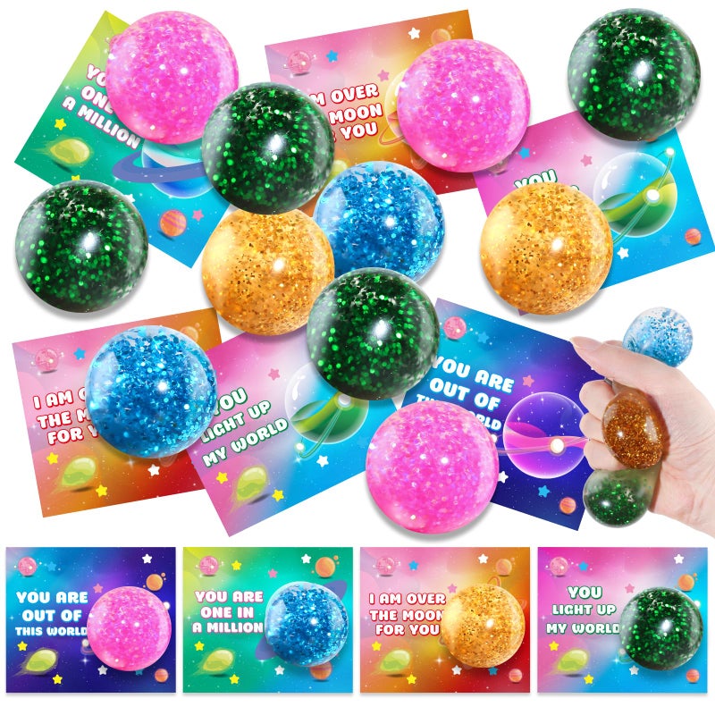 spring flower SpringFlower 24 Pack Valentines Day Cards For Kids With Stretchy Balls Toys Kids Classroom Valentines Exchange Gifts Valentines Party Favors School Classroom Prizes - Image 3