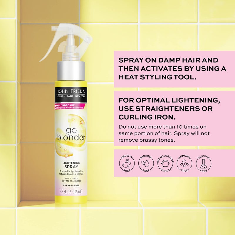 John Frieda Go Blonder Lightening Spray, Controlled Hair Lightener to Gradually Lighten Hair, with Citrus and Chamomile BlondMend Technology, 3.5 Oz - Image 3