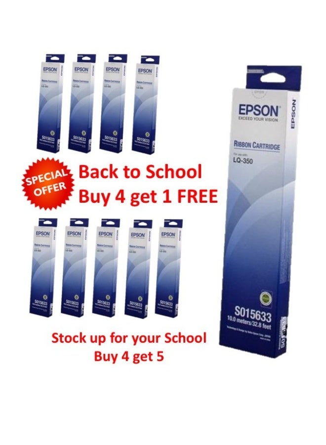 FREE UNIT - Buy 4 and get 5 Epson LQ-350 Ribbon Ink  Cartridge- BLACK Black