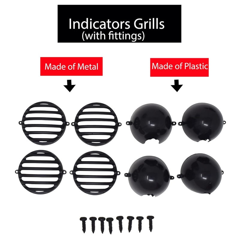 Ramanta Reborn Classic 350 Grill Set CNC Metal Complete Headlight Jali/Cover Set with Indicators and Tail Light Grill Compatible with for Old Classic Reborn 350 CC {Model Year 2021} (Pack of 12 Black) - Image 4