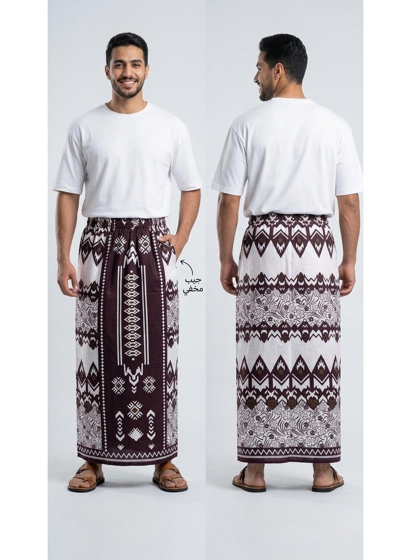 Elastic waist wrap with side pocket for men, men's towel wrap, very comfortable and cool summer men's sarong, suitable for home, sleep, athletes, and prayer times. - Image 2