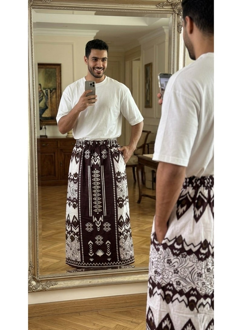 Elastic waist wrap with side pocket for men, men's towel wrap, very comfortable and cool summer men's sarong, suitable for home, sleep, athletes, and prayer times. - Image 5