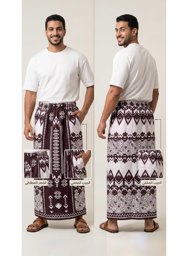 Elastic waist wrap with side pocket for men, men's towel wrap, very comfortable and cool summer men's sarong, suitable for home, sleep, athletes, and prayer times. - Image 3