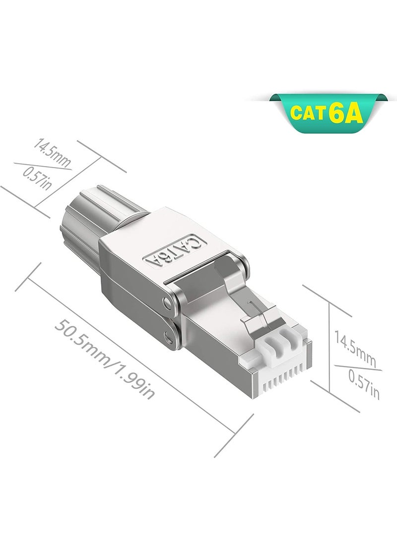 كاست ويف موصلات RJ45 Cat6A، مقابس إنهاء إيثرنت محمية قابلة لإعادة الاستخدام بدون أدوات لكابل SFTP UTP مقاس 23AWG، مقبس إنترنت سهل 10G، تركيب ميداني سريع (عبوة من 4 قطع) - Image 2