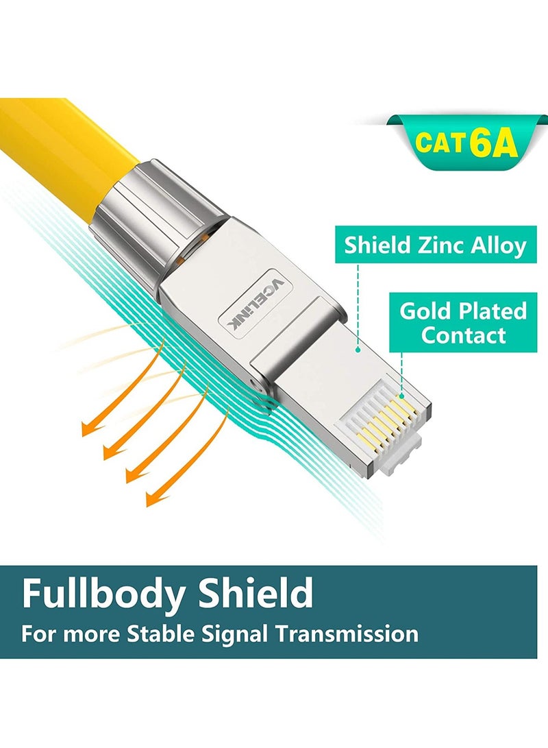 كاست ويف موصلات RJ45 Cat6A، مقابس إنهاء إيثرنت محمية قابلة لإعادة الاستخدام بدون أدوات لكابل SFTP UTP مقاس 23AWG، مقبس إنترنت سهل 10G، تركيب ميداني سريع (عبوة من 4 قطع) - Image 4