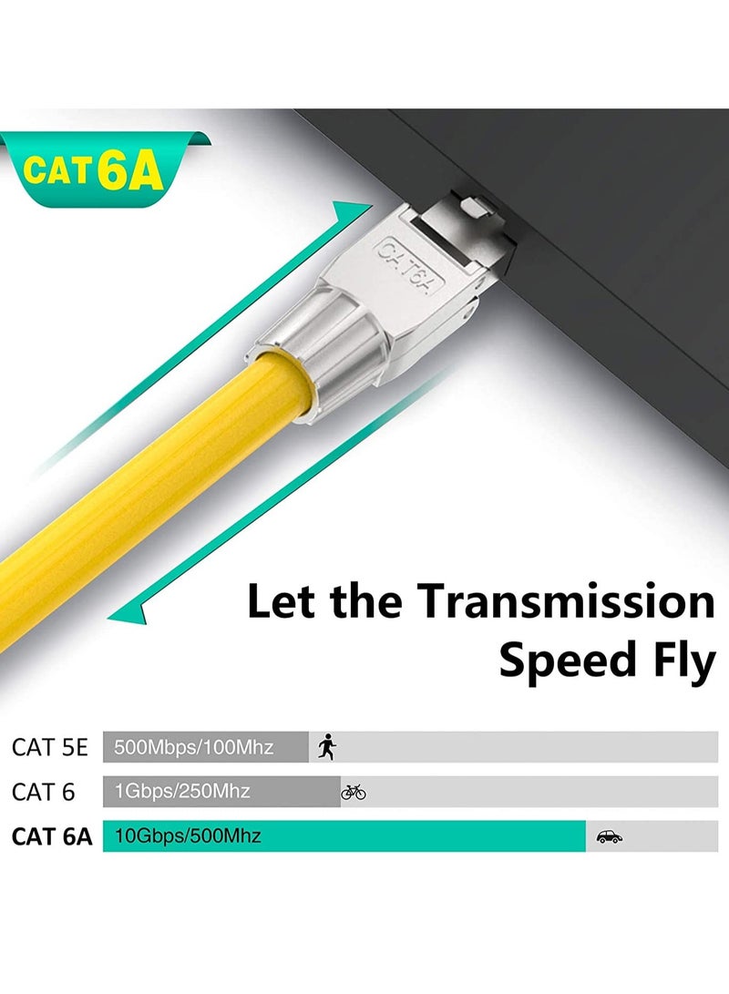 كاست ويف موصلات RJ45 Cat6A، مقابس إنهاء إيثرنت محمية قابلة لإعادة الاستخدام بدون أدوات لكابل SFTP UTP مقاس 23AWG، مقبس إنترنت سهل 10G، تركيب ميداني سريع (عبوة من 4 قطع) - Image 5