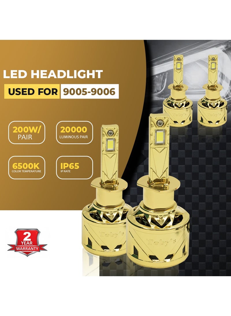 Toby's Toby's New Launch 2024 Upgraded U9-H1 LED Headlight with 200W/Pair Power 20000LM/Pair Lumens, Color Temperature 6500K Plug and Play, Non-Polarity, Fog Headlight  - Image 2