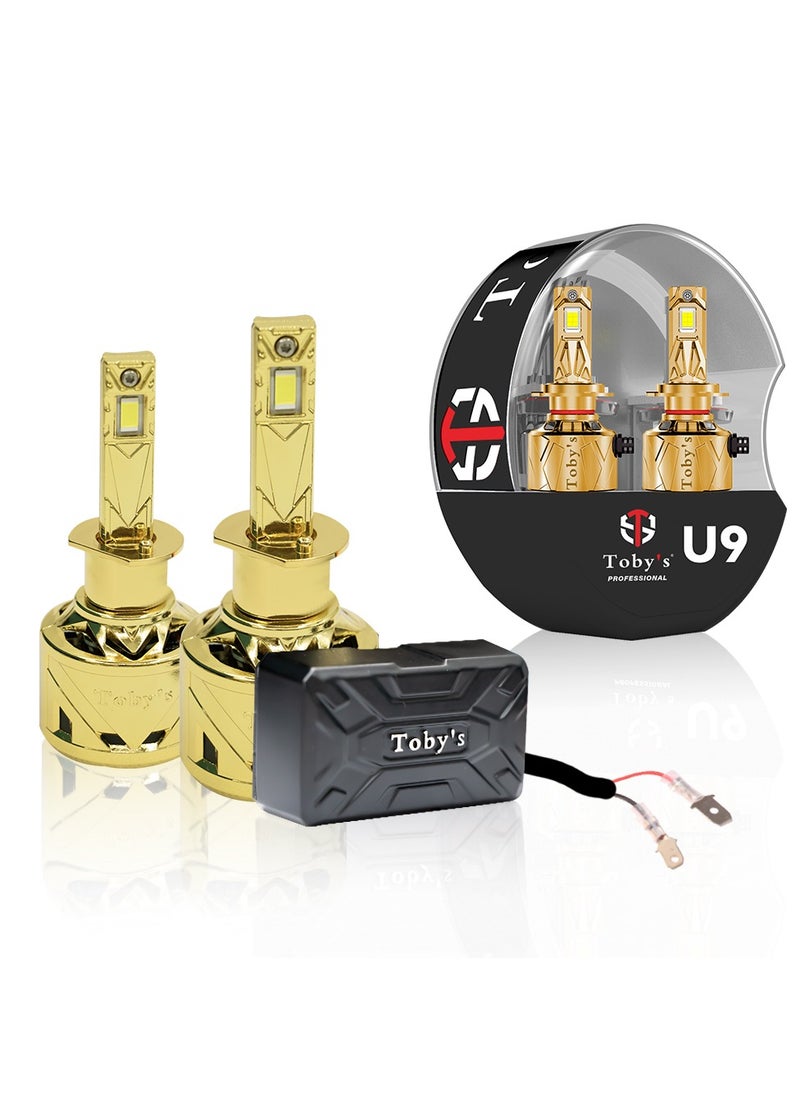 Toby's Toby's New Launch 2024 Upgraded U9-H1 LED Headlight with 200W/Pair Power 20000LM/Pair Lumens, Color Temperature 6500K Plug and Play, Non-Polarity, Fog Headlight  - Image 1