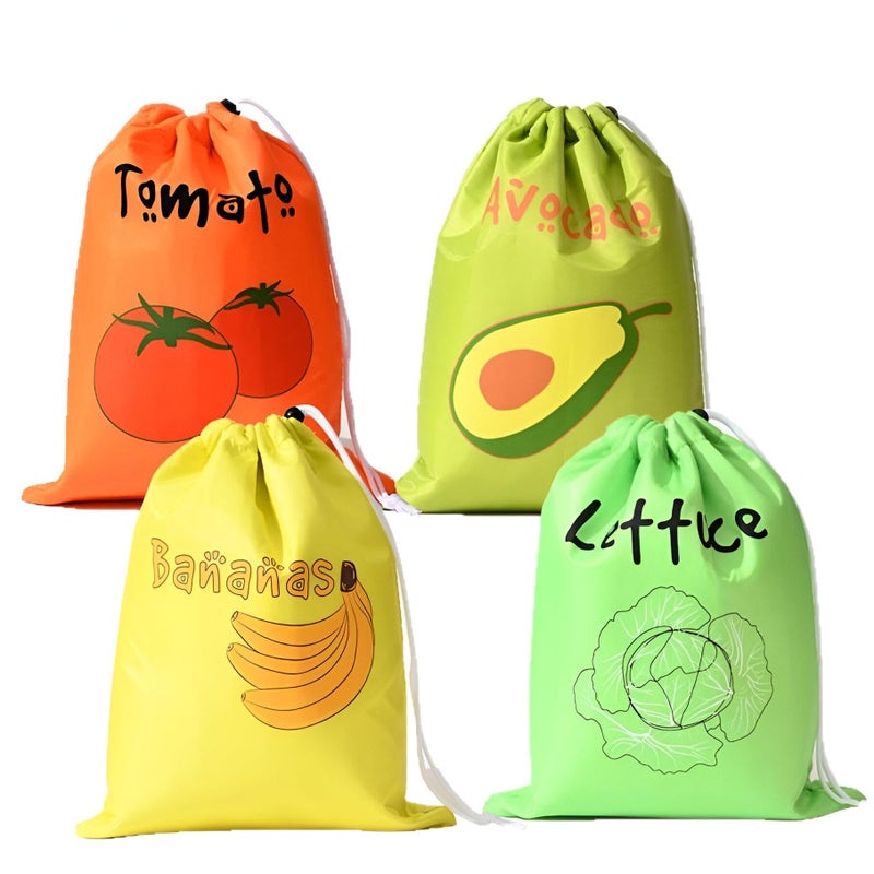 Food Storage Pouches - Thick Aluminum Insulated Drawstring Bags for Fruits and Vegetables, Keep Your Produce Fresh and Cool During Travel or Grocery Runs (4 piece of the color shown) - Image 1