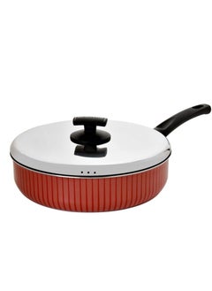 Newflon A frying pan made of non-stick aluminum with a heat-resistant handle and a stainless steel lid 
