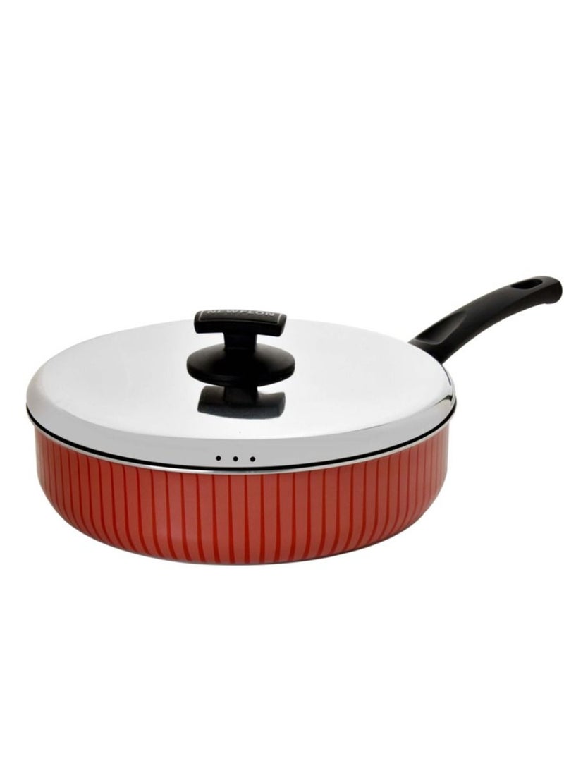 Newflon A frying pan made of non-stick aluminum with a heat-resistant handle and a stainless steel lid 