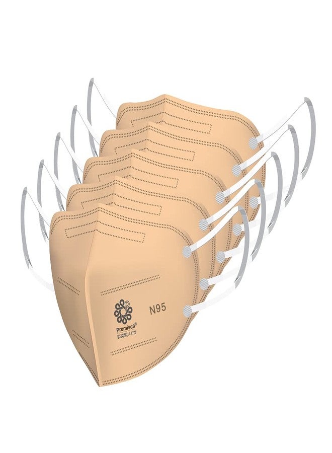 Promisca N95 Face Mask (Pack of 5) Ear Loop Style Protective Face Mask 5 layered filtration with genuine Melt Blown and Hot Air Cotton (Small, Orange) - Image 1
