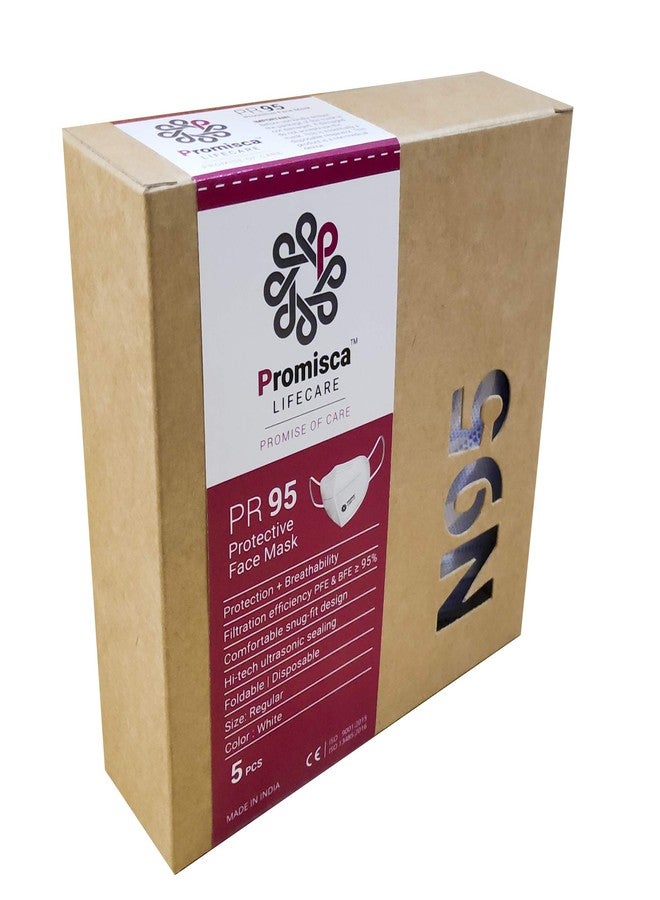 Promisca N95 Face Mask (Pack of 5) Ear Loop Style Protective Face Mask 5 layered filtration with genuine Melt Blown and Hot Air Cotton (Small, Orange) - Image 2