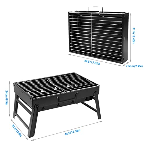 Uten Charcoal Grill, BBQ Grill Folding Portable Lightweight smoker Grill, Barbecue Grill Small desk Tabletop Outdoor Grill for Camping Picnics Garden Beach Party 17''x11.6''x 2.6'' - Image 3