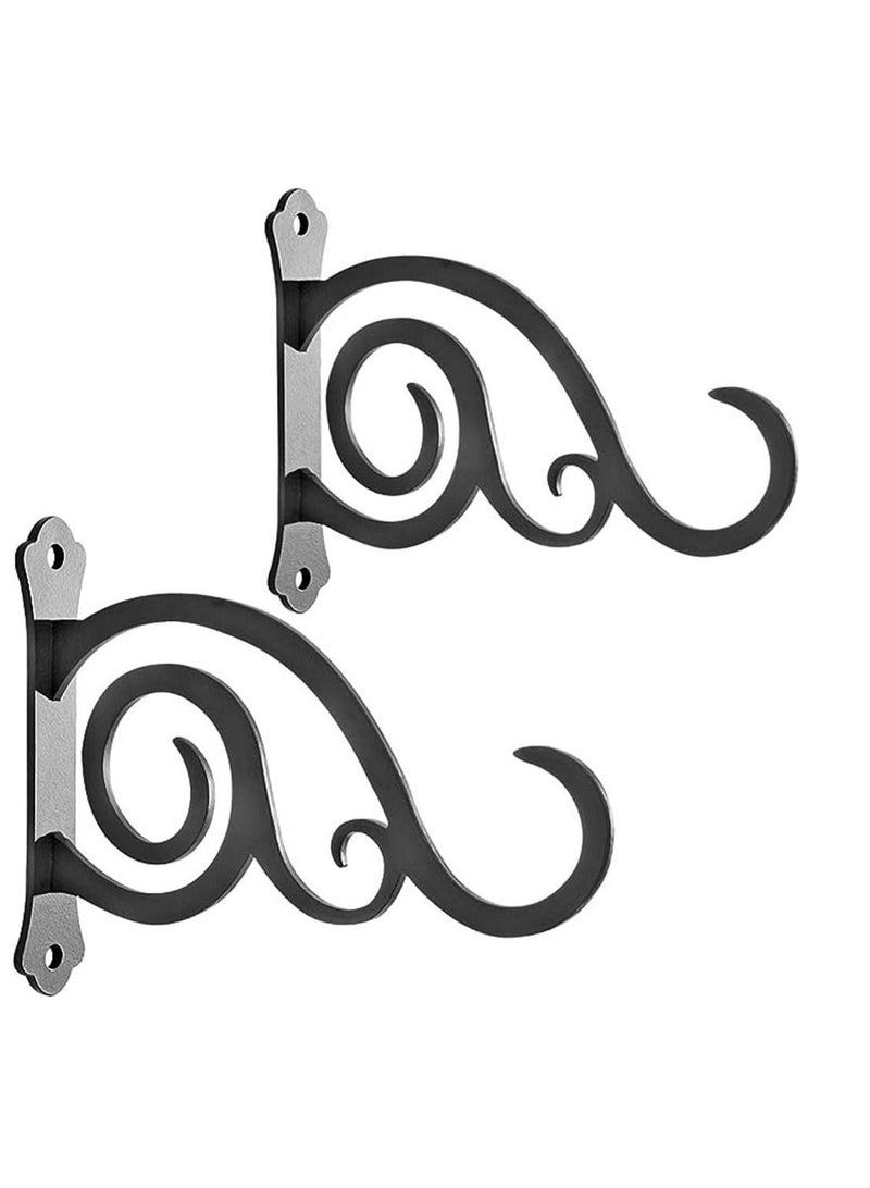 6-Inch Outdoor Indoor Decorative Iron Lantern Wall Hooks Hangers for Hanging Wind Chimes Hummingbird Feeders Candle Holders(Black, Set of 2)  - Image 1