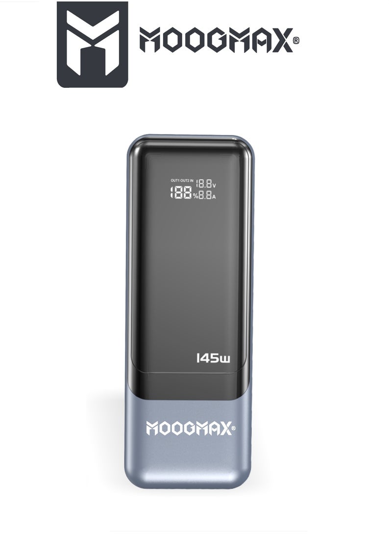 27,000mAh Portable power bank 145W, with a smart display, two Type-C ports and a USB port. supports super fast charging. Suitable for charging laptops and phones. Compatible with Apple, and most other