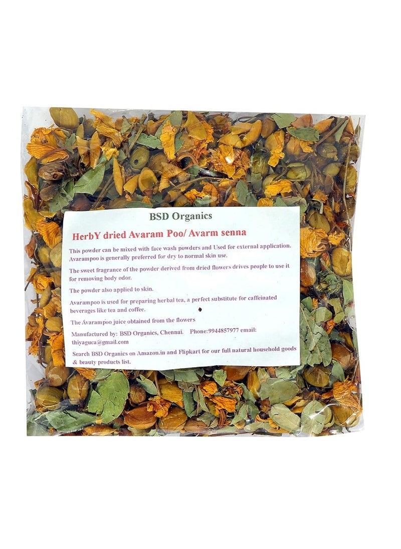 BSD Organics - HerbY dried Avaram Poo Avarm senna Senna Auriculata Tanner's cassia Tamgedu for tea skin care and more 500 gram - Image 1